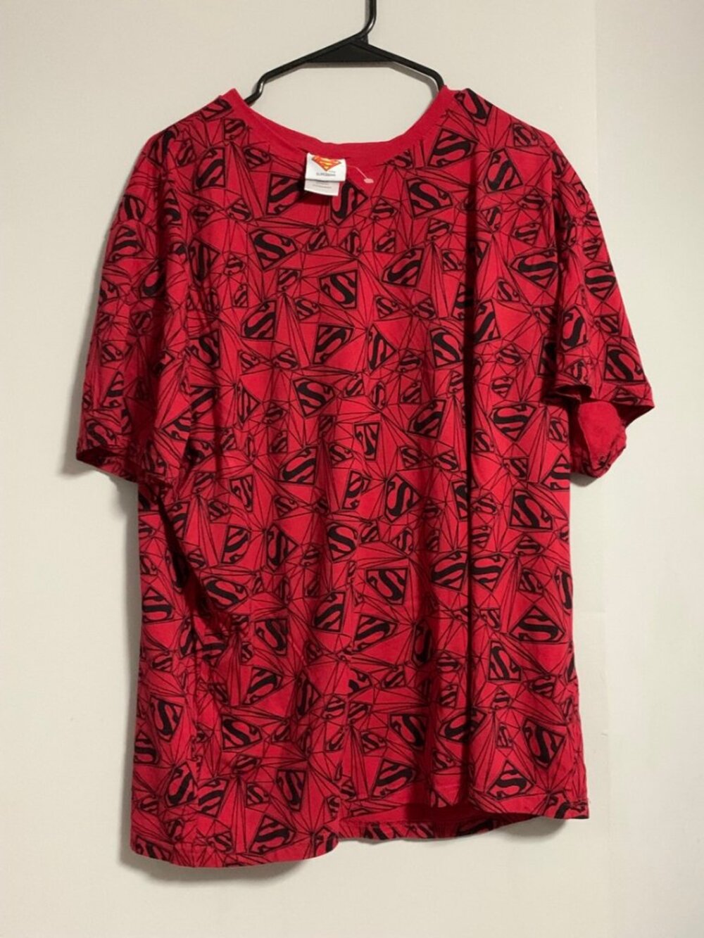 Superman All-Over Print T-Shirt Red Black - Men's XL